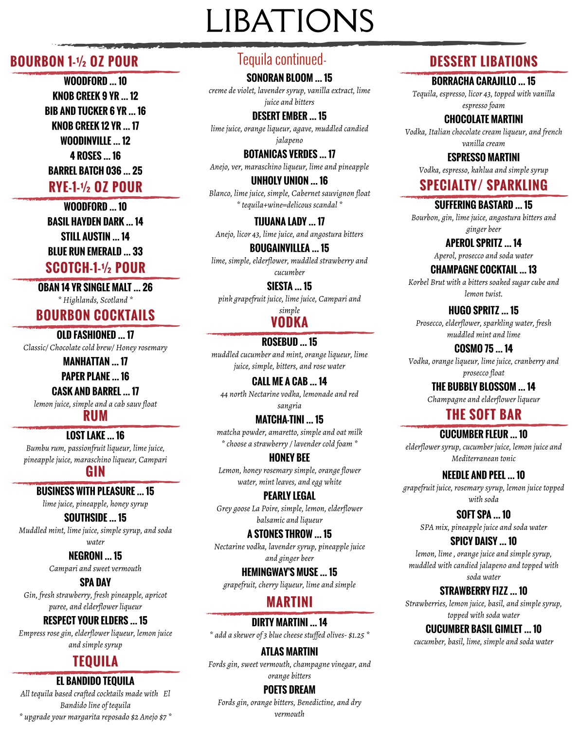 Fischer's オフ会 サイン ＆ メニュー表 Craft Cocktails | Quench taps and tapas | Surprise, Az